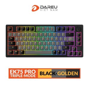 Bàn phím cơ DAREU EK75 PRO BLACK GOLDEN (TRIPLE-MODE) (Cloud Switch)