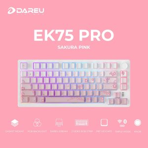 Bàn phím cơ DAREU EK75 PRO Sakura Pink (TRIPLE-MODE) (Dream Switch)