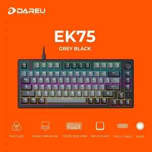 Bàn phím cơ DAREU EK75 Grey-Black, PBT (Dream Switch)