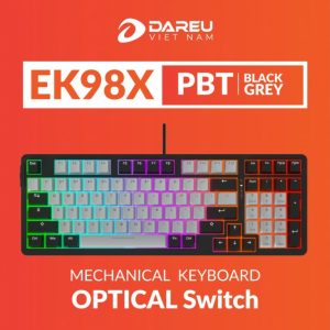 Bàn phím quang cơ DAREU EK98X BLACK-GREY, PBT (Blue Switch)
